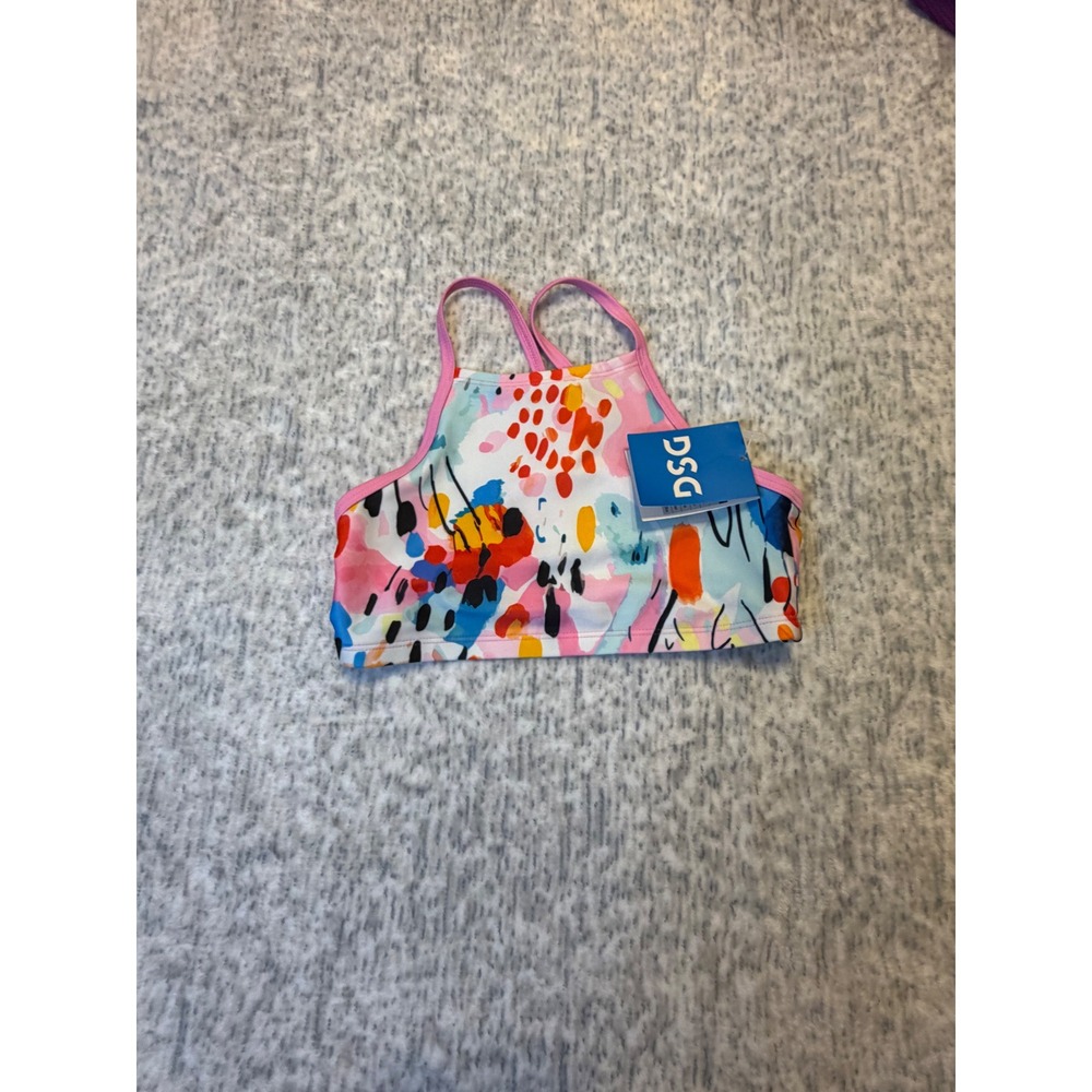 DSG Kids Swim Halter Top Coastal‎ collage  Pink Trim 50 UV Protection NWT small
